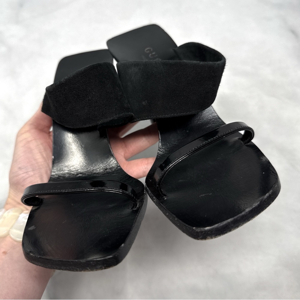 Gucci Black Suede & Patent Leather Heeled Sandals - Picture 5 of 13